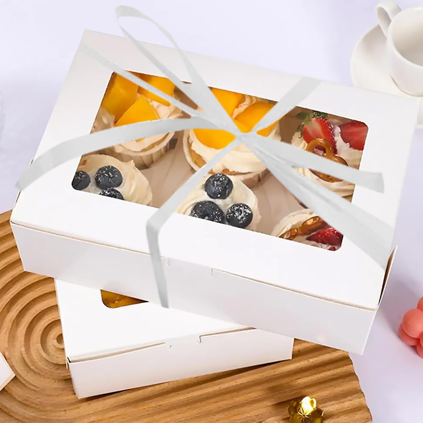 SCATOLE CON FINESTRA TRASPARENTE per muffin, cupcake, torte, dolci