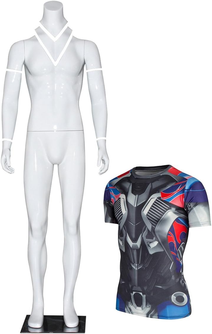 Photography Ghost Detachable Invisible Male Full Body Headless Mannequin Form Display Glossy White, Removable Neck and Arms Leo Mannequin