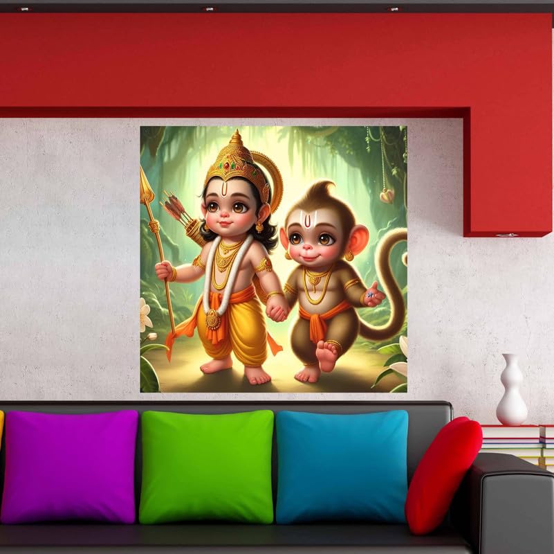 Image of British Terminal Cute little Bal Gopal Baby God Krishna| Kanha Ji | Laddu Lord Makhan Chor Painting Religious Poster for Pregnant Women for wall (matt thin vinyl,sticker,multicolor,unframed)| bj446