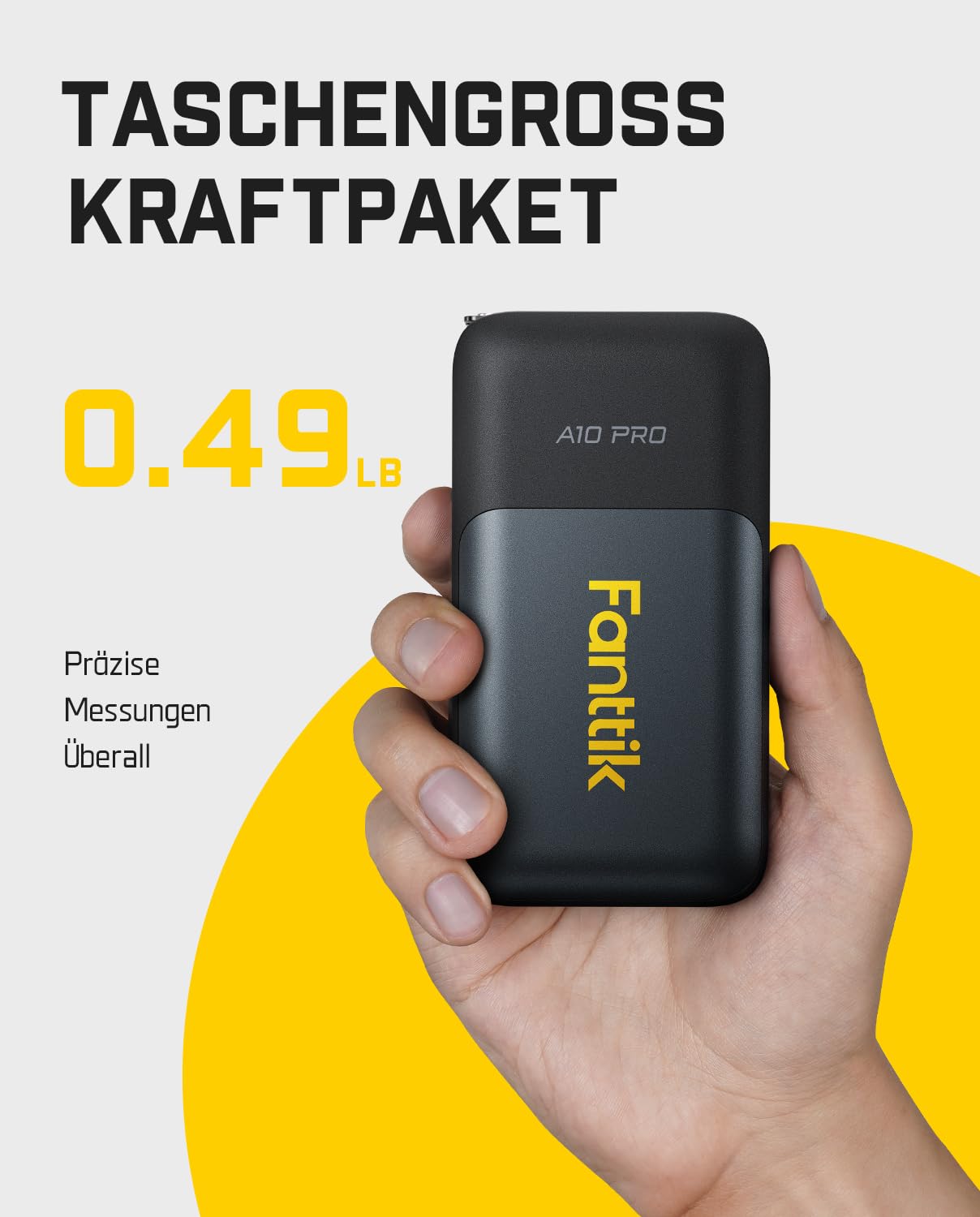 Fanttik A10 Pro 2-in-1 Digitales Laser Entfernungsmesser mit HD IPS-Farbdisplay, Wiederaufladbar 50m Laserentfernungsmesser & 3m Maßband, 6 Einheiten wählbar, Für Entfernung/Fläche/Volumen