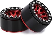 Vista 6 de INJORA Llantas de rueda 1.0 RC Metal Beadlock Ruedas para AX24 1/18 TRX4M All 1/24 Escala Axial SCX24 Deadbolt RC Crawler Accesorios de Rojo