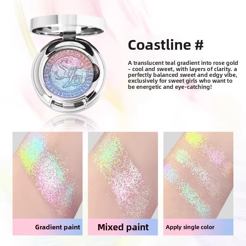 Sheeneffect Chase Light Series Multichrome Eyeshadow Palette, High-End Chameleon Gradient Effect, Luxury Makeup (Endless Summer, 1.8g) (Coastline)