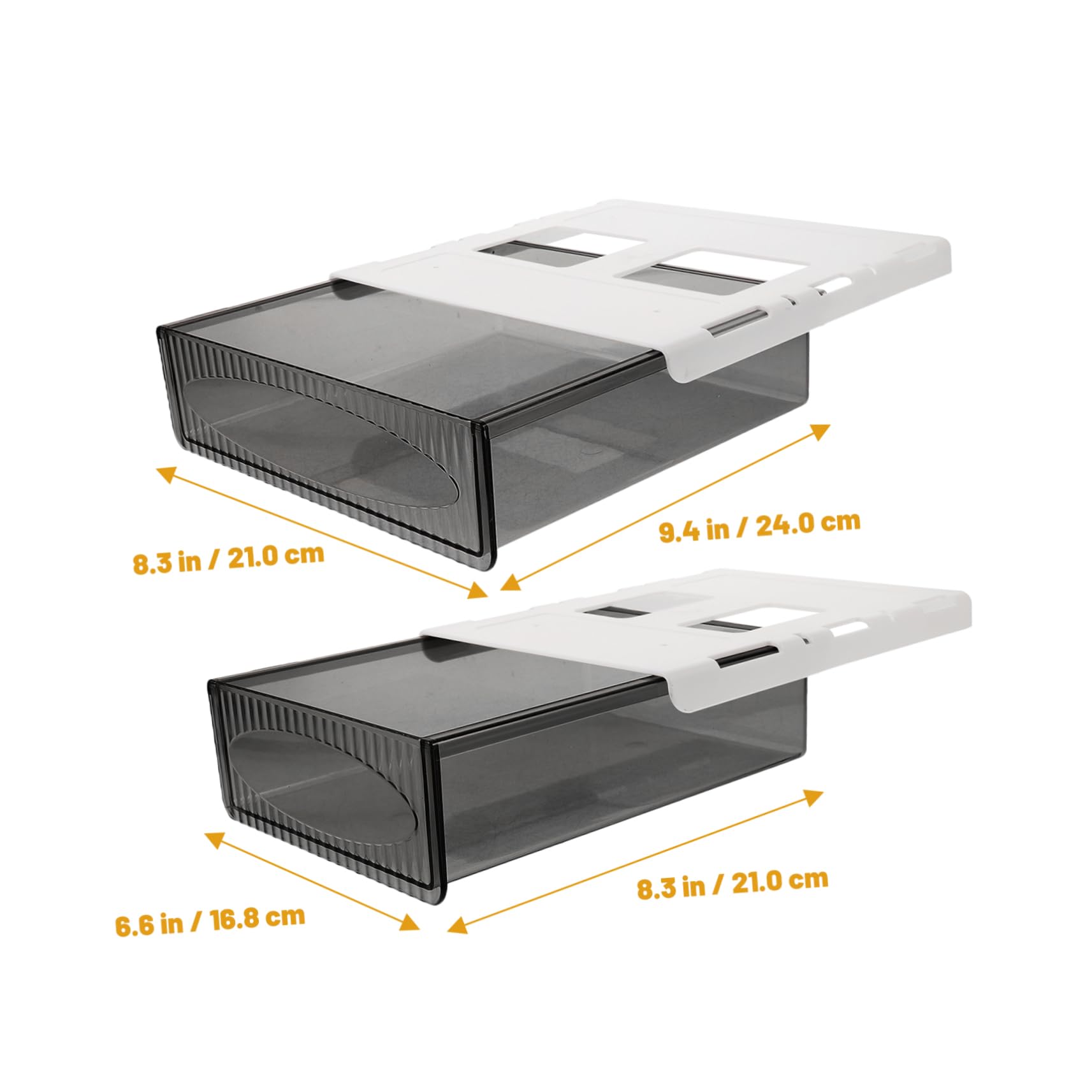 Organizer da Scrivania Sotto Tavolo, Cassetto Nascosto Nero 2 Pezzi | Plastica Resistente, Capienza Ampia, per Salotto e Cassettiera, Ripiano Discreto senza Fori