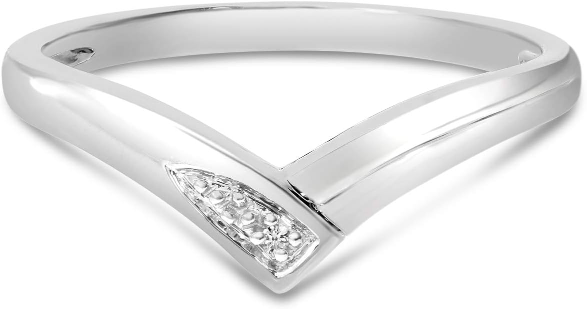 14K White Gold Diamond Chevron Ring