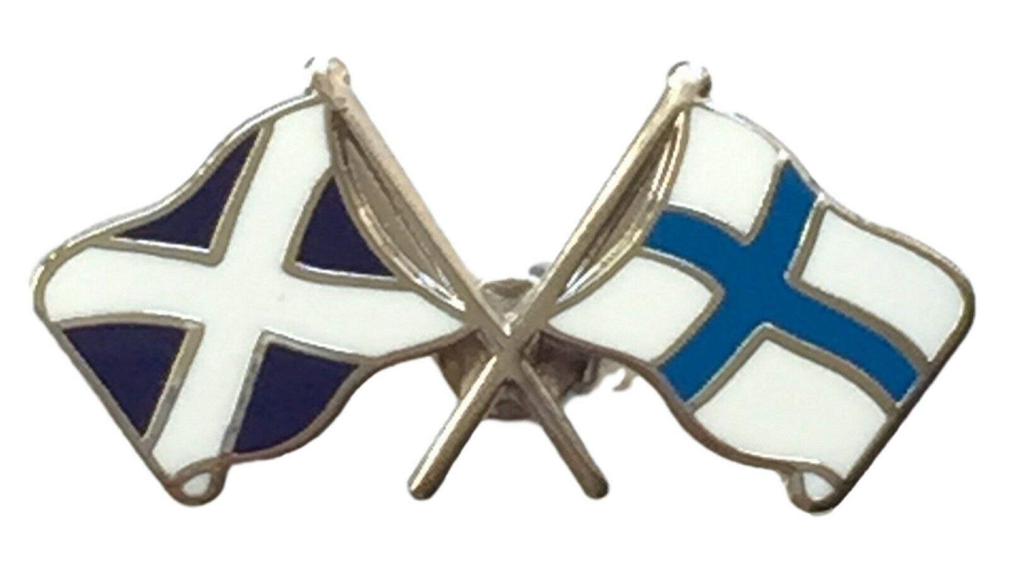 Scotland & Finland Flags Friendship Courtesy Enamel Lapel Pin Badge T540