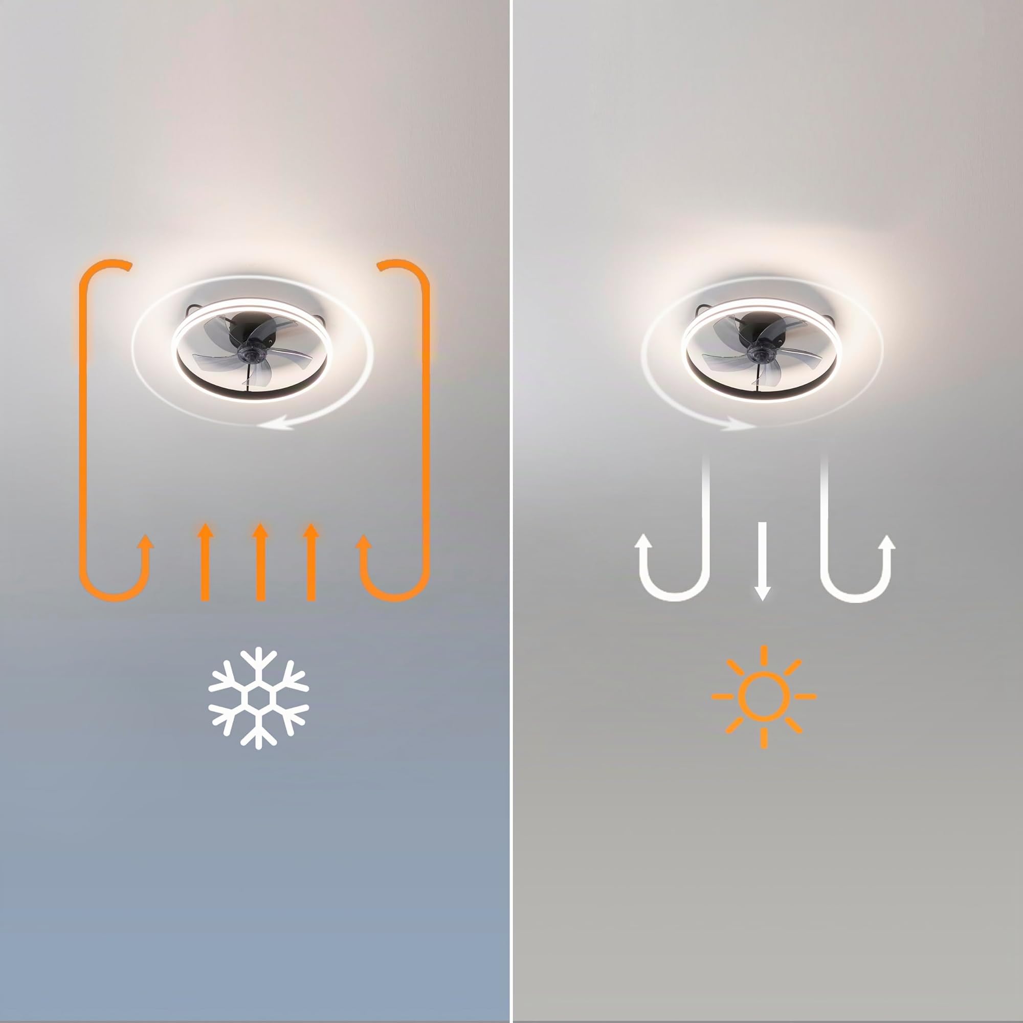 Cecotec Ventilatore da Soffitto con Luce EnergySilence LampAero 650 FlowLight. Luce Anulare a LED, 20 W, Diametro 55 cm, Telecomando, Timer Fino a 8 Ore, 3 Velocità, 5 Pale, Estate/Inverno