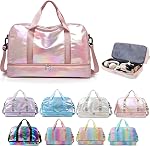 Sports Duffel Sac, sac de gym avec compartiment de chaussures & Poche humide, Sac de voyage imperméable pour la nuit Sac de danse pour fille, Sac week-end pour les femmes (Purple)