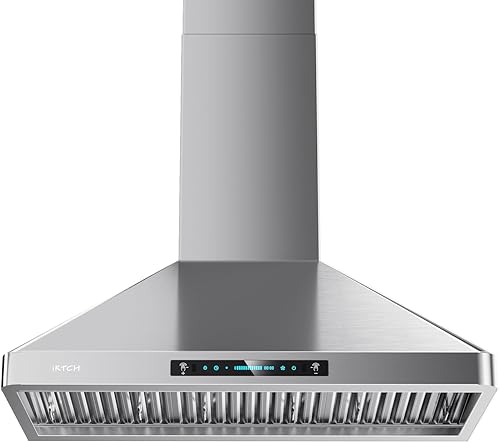 IKTCH Campana extractora de montaje en pared de 36 pulgadas, campana extractora sin conductos de 900 CFM con ventilador de 4 velocidades, campana