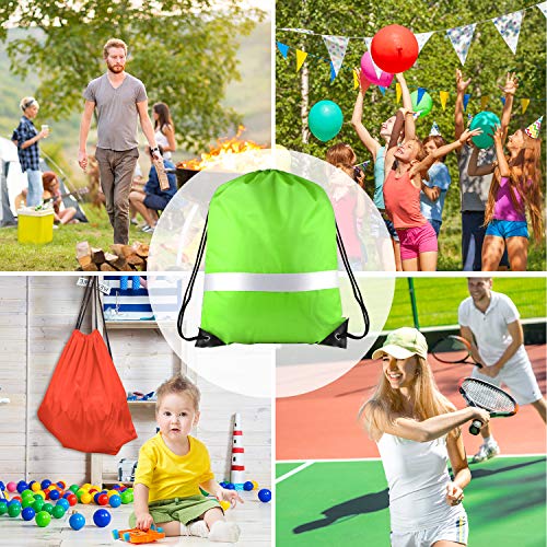 Image of KUUQA 22 Pcs Drawstring Backpack Bag Bulk Reflective Backpack String Bags Cinch Sack Backpack for Team Yoga Sport Gym Traveling (11 Colors)