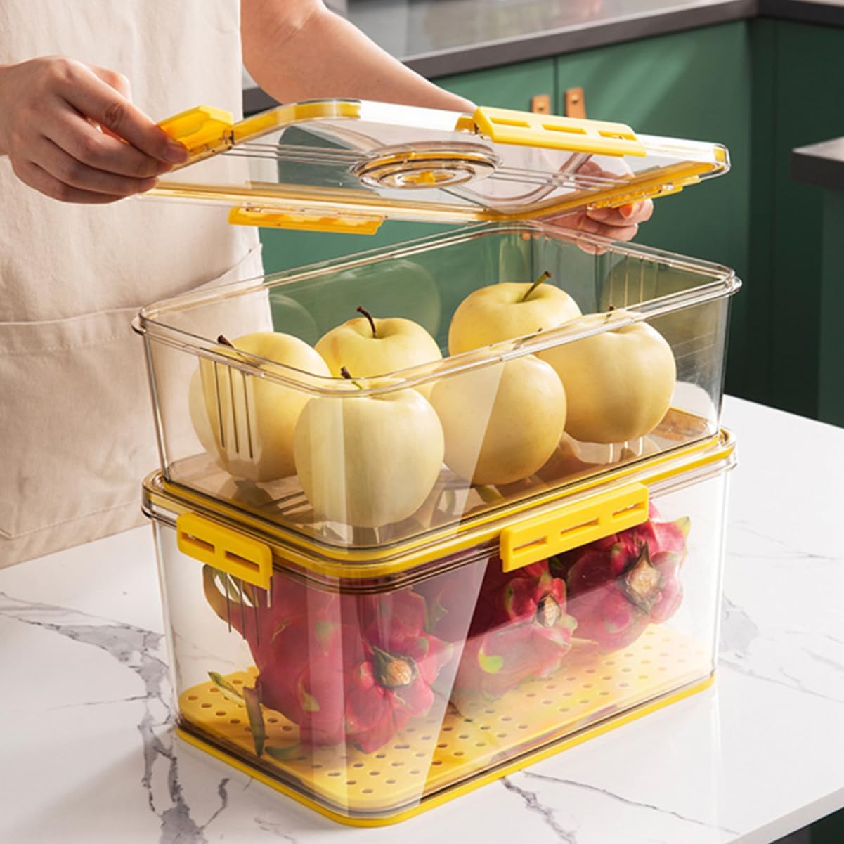 Unomor Fridge Storage Box Freezer Storage Case Lid Fridge Refrigerator Organizer Food Box Fruit Container Freezer Refrigerator