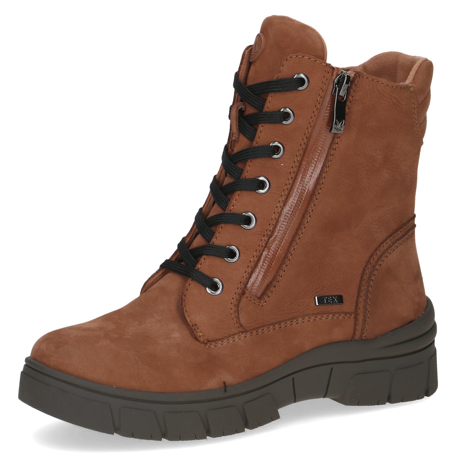 CAPRICE women's winter lace-up ankle boots leather water-repellent, Brown (Cognac Nubuc), 3.5 UK