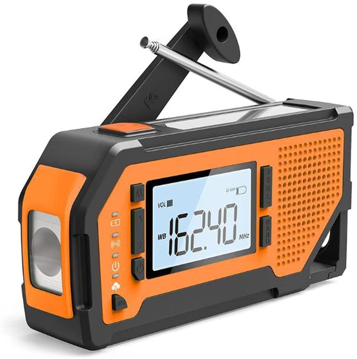 Emergency Weather Radio,Portable Solar Hand Crank AM/FM/NOAA Radio with LCD Screen SOS Alarm Corkscrew, for Outdoor Emergency