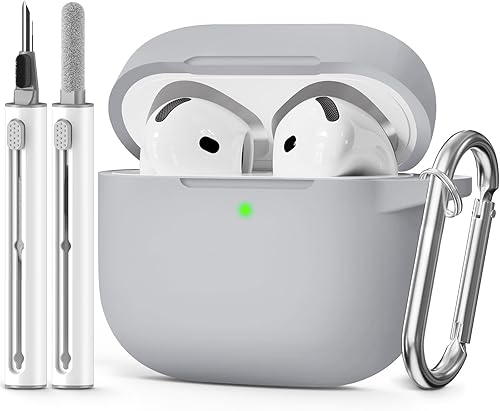 Miniatura 9 de Funda para AirPods 4 2024, viene con kit de limpieza, funda protectora de silicona suave para fundas Apple AirPods de 4ª generación con llavero,