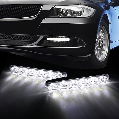 iJDMTOY (2) luces LED de circulación diurna para autos, 6000 K blanco frio, 6 luces LED, con calce universal