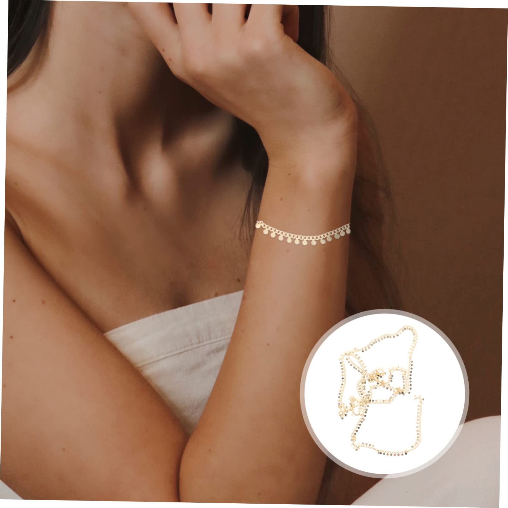 TEHAUX 5 Pezzi Catena a Disco sospesa Bronzo Catene di Collana Catena di Collegamento Gold Chain catenine per collane Catena del Braccialetto Catena Allentata in Lega Fai da Te Golden