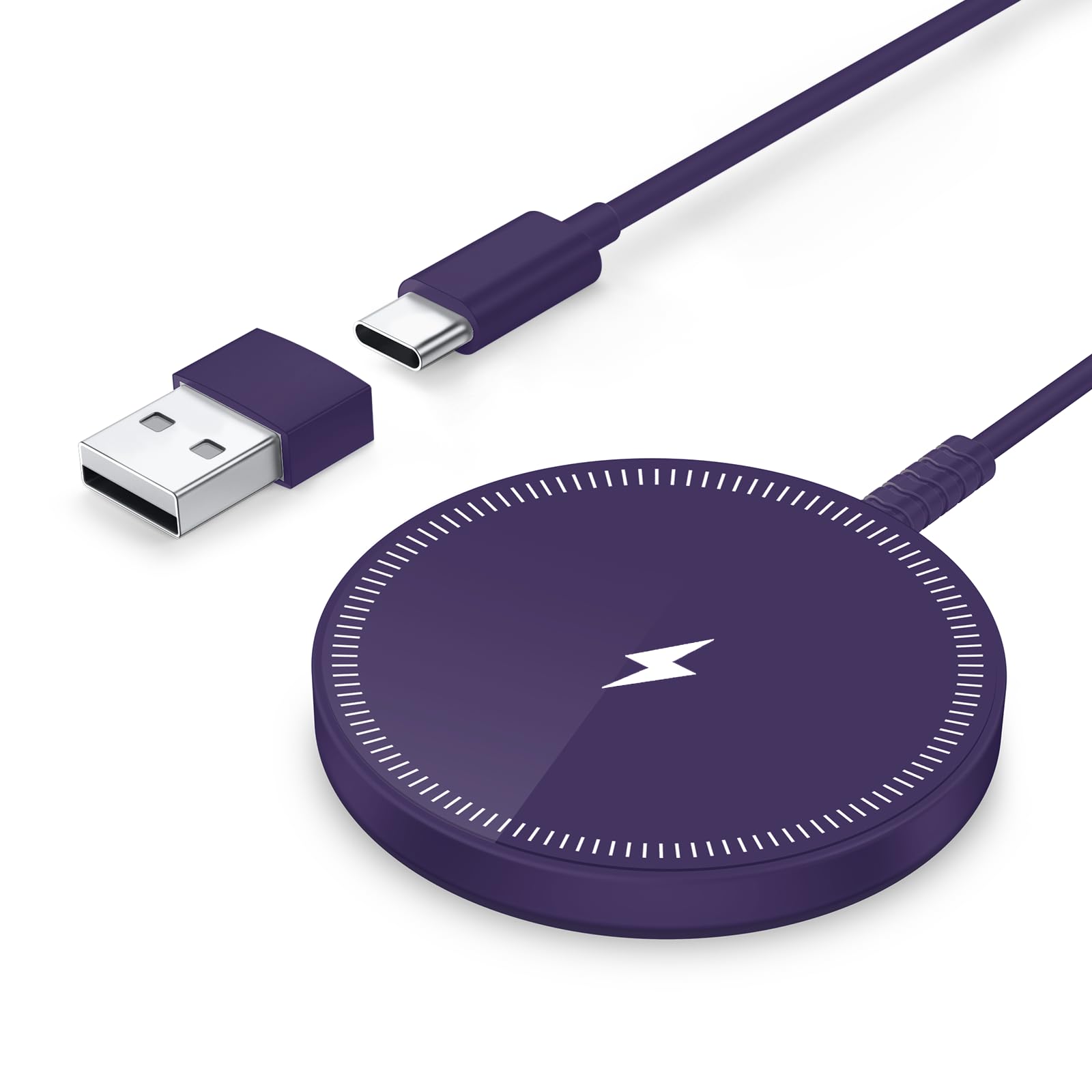 Magnetic Wireless Charger Fast Charge Strong Magnet Charging Pad for iPhone 17/16/15/14/13/12 - Series&amp;AirPods Pro 4-2, Daul Ports, Case-Friendly, Ultra-Slim &amp; Portable for Travel Nightstand Desk