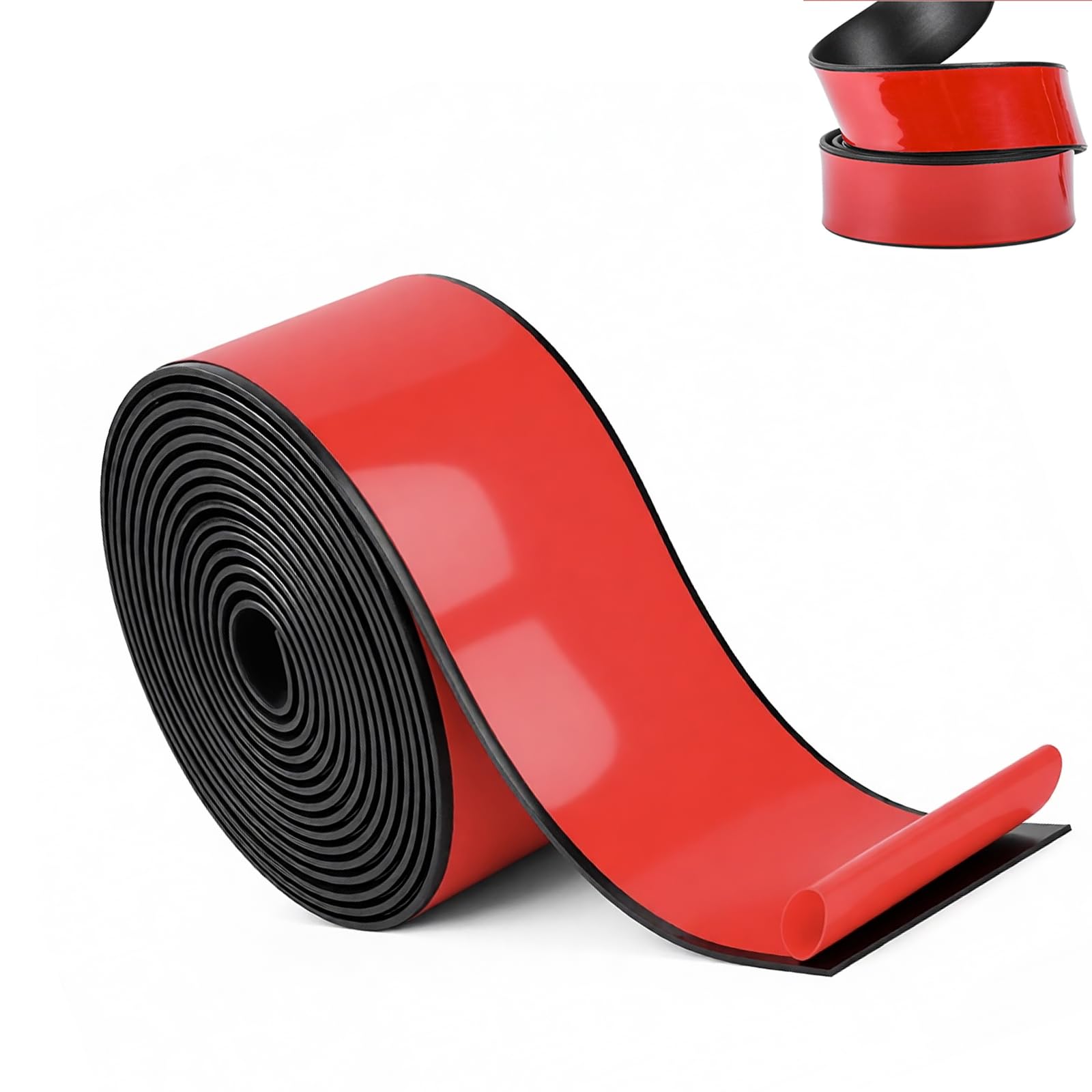 Strisce di Gomma Autoadesive, (50mm x 3mm x 3m) Strisce di Gomma in Neoprene, Strisce di Gomma Solida, Rotoli di Gomma Autoadesiva, Per Isolamento, Sigillatura, Nero