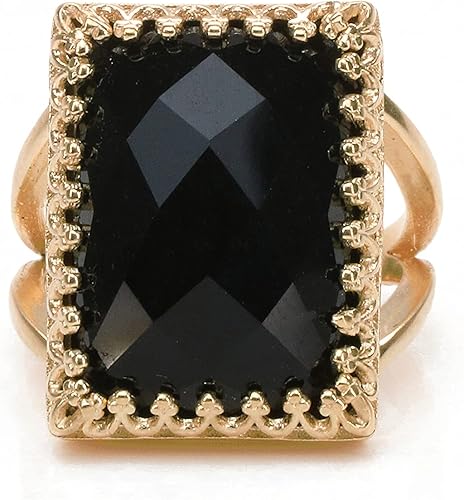 Miniatura 7 de Anillos negros atemporales para mujer, 0.709 x 0.512 in, anillo de ónix negro con anillo relleno de oro de 14 quilates, joyería de ónix negro fino