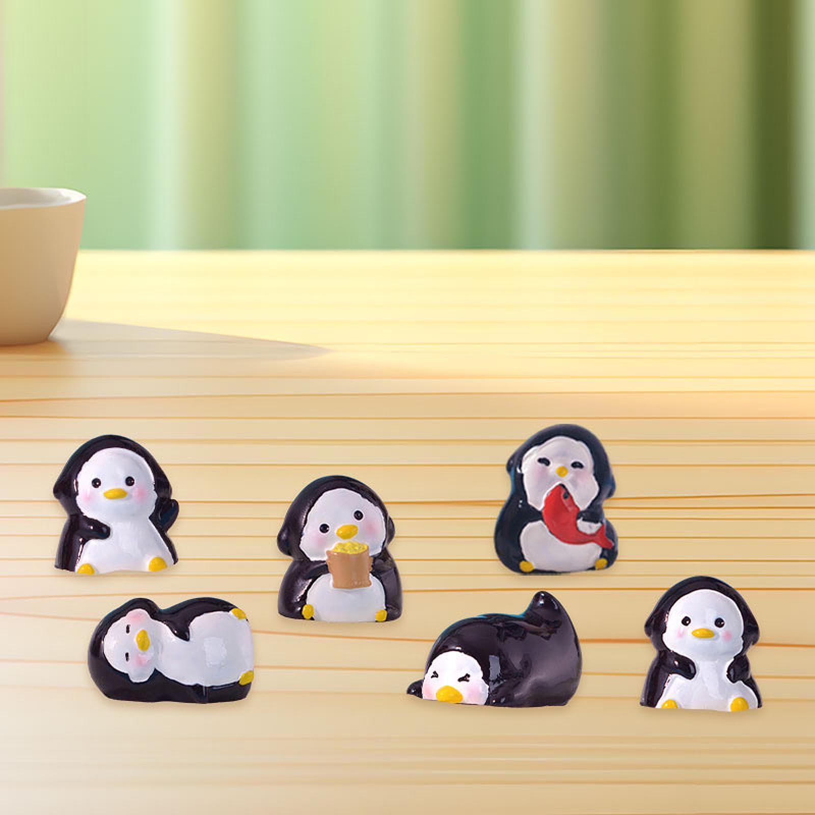 6x6 Piezas Mini Figuras de Pingüinos Adornos de Escritorio Decoración de Maceta Accesorios para Casas de Muñecas de Bonsáis DIY St, 6 Piezas
