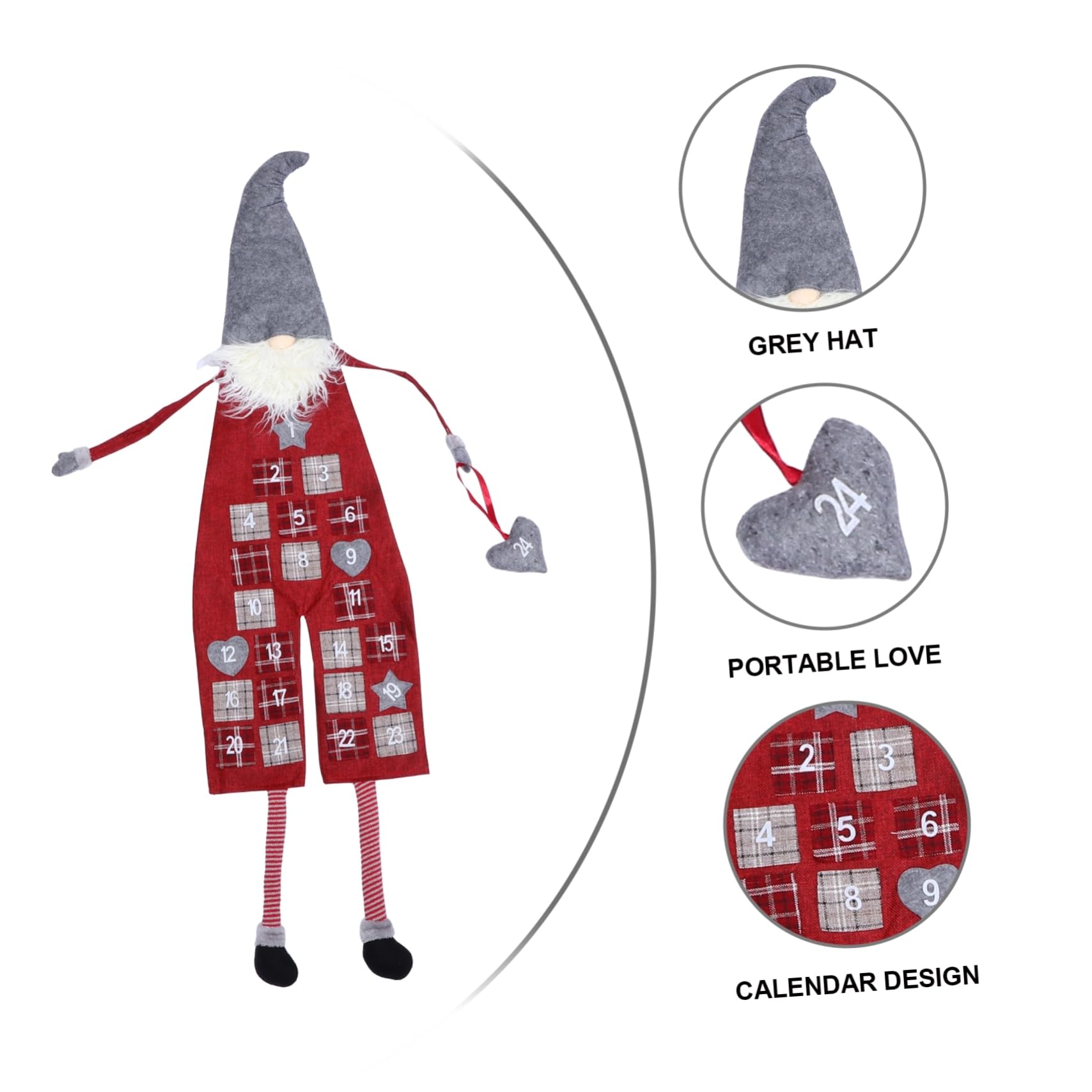 Anneome Calendario Dell'avvento Conto alla Rovescia Sacchetti, Decorazione Natalizia in Lana Artificiale a Forma di Babbo Natale, per Feste di Natale in Soggiorno e Ingresso