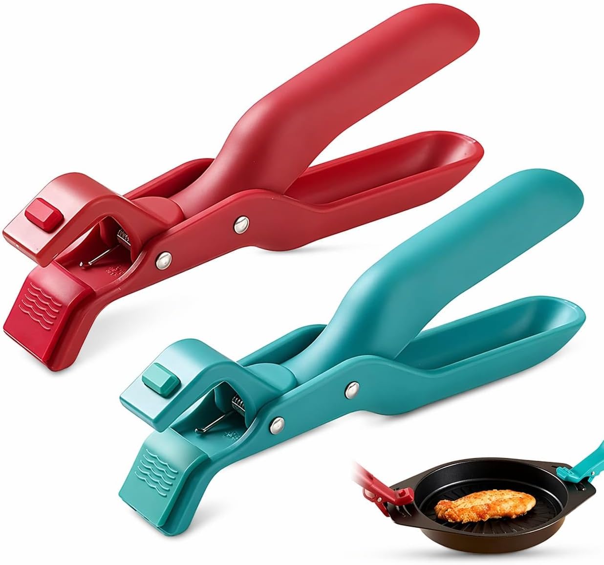 Hot Plate Gripper Tongs, Heat Resistant Silicone Pot Holder, Anti-Slip Bowl Clip for Hot Dishes & Cookware (2 Pack)