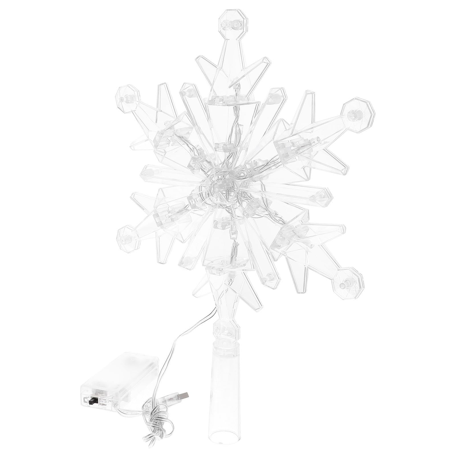 Gatuida 4 Pezzi Puntale Albero di Natale a Fiocco di Neve Luci LED