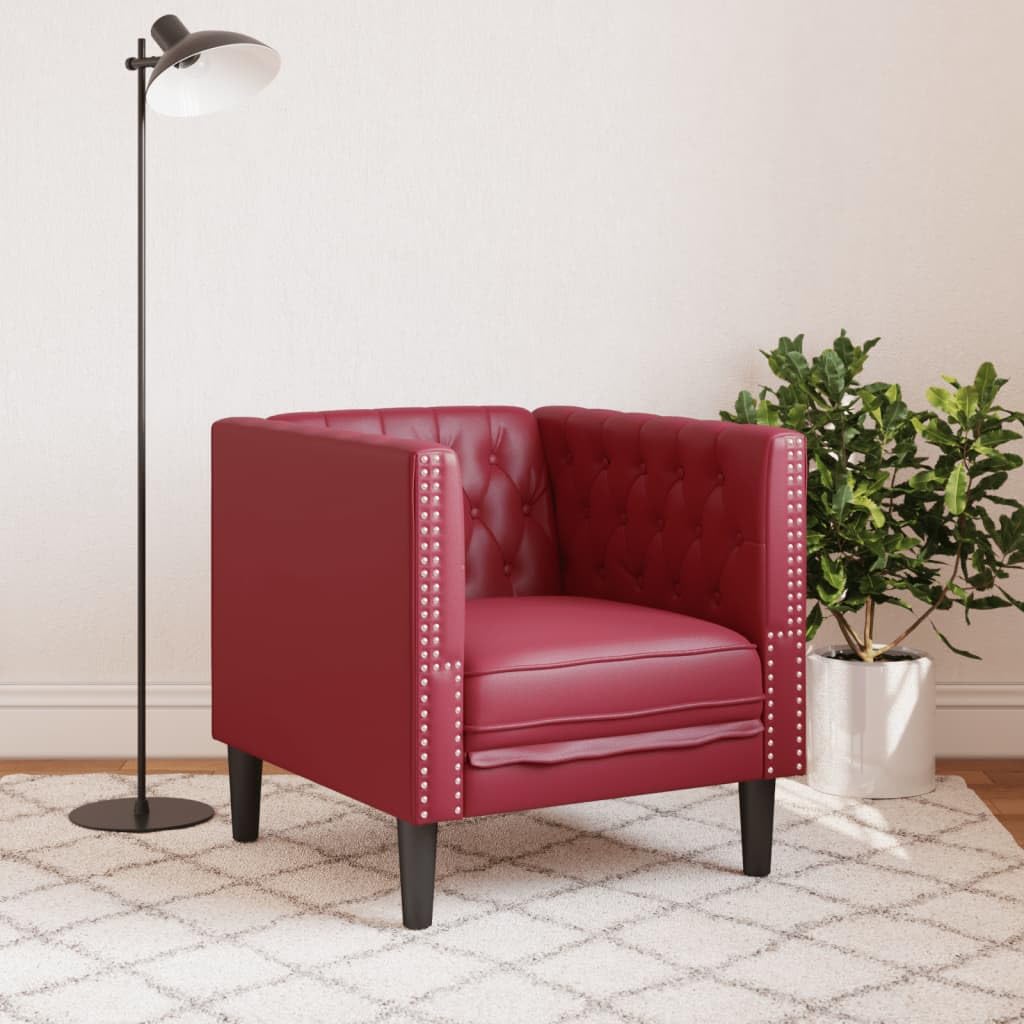 Chesterfield - Poltrona imbottita in similpelle, 71 x 74,5 x 70,5 cm, resistente, per soggiorno, ideale per rilassarsi