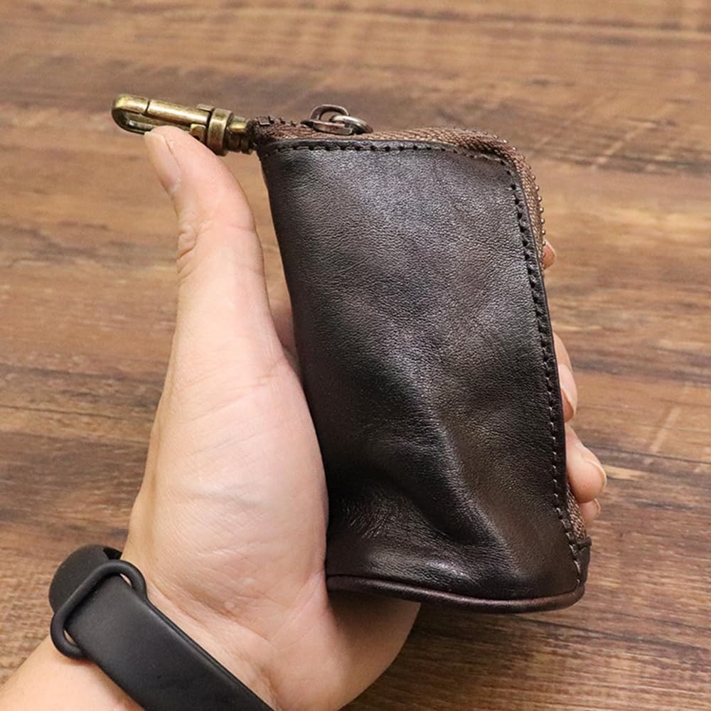 Pochette Porte-clés,Pochette en Cuir a Fermeture Éclair pour Pièces de Monnaie,Activités de Plein Air,Voyages et Affaires