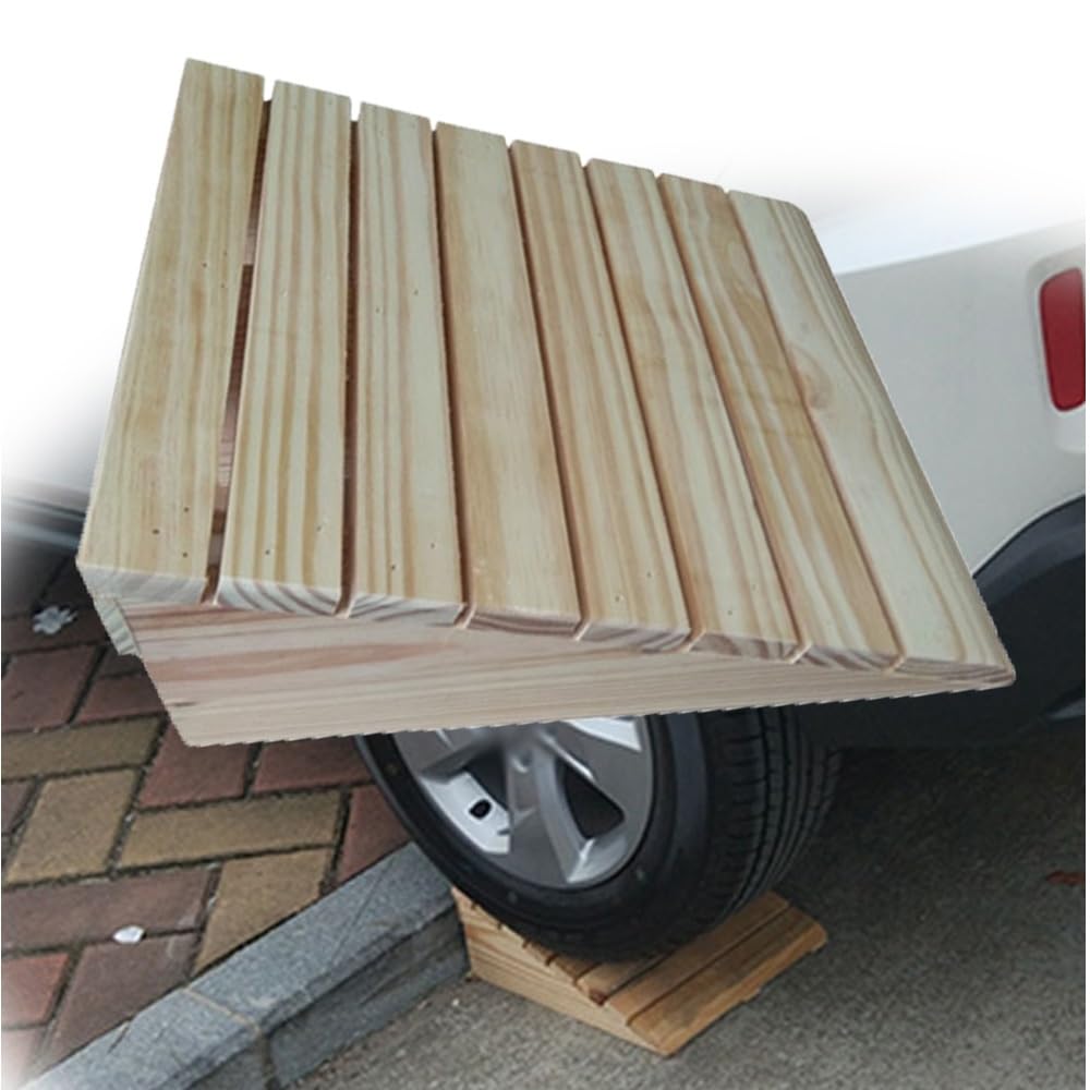 7-15cm Altura Rampa De Umbral De Puerta De Madera Maciza, Rampas De Bordillo Portátiles Rampa De Acceso, Rampa para Silla De Ruedas De Madera para Puerta/Escalones(30x26x7cm/12x10x2.8in)
