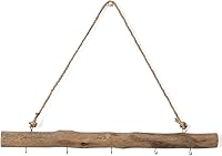 BYHER 15-Inch Rustic Driftwood Jewelry Hanger Wall Decor with 5 Hooks - Boho Branch Organizer for Necklaces, Crafts & Home