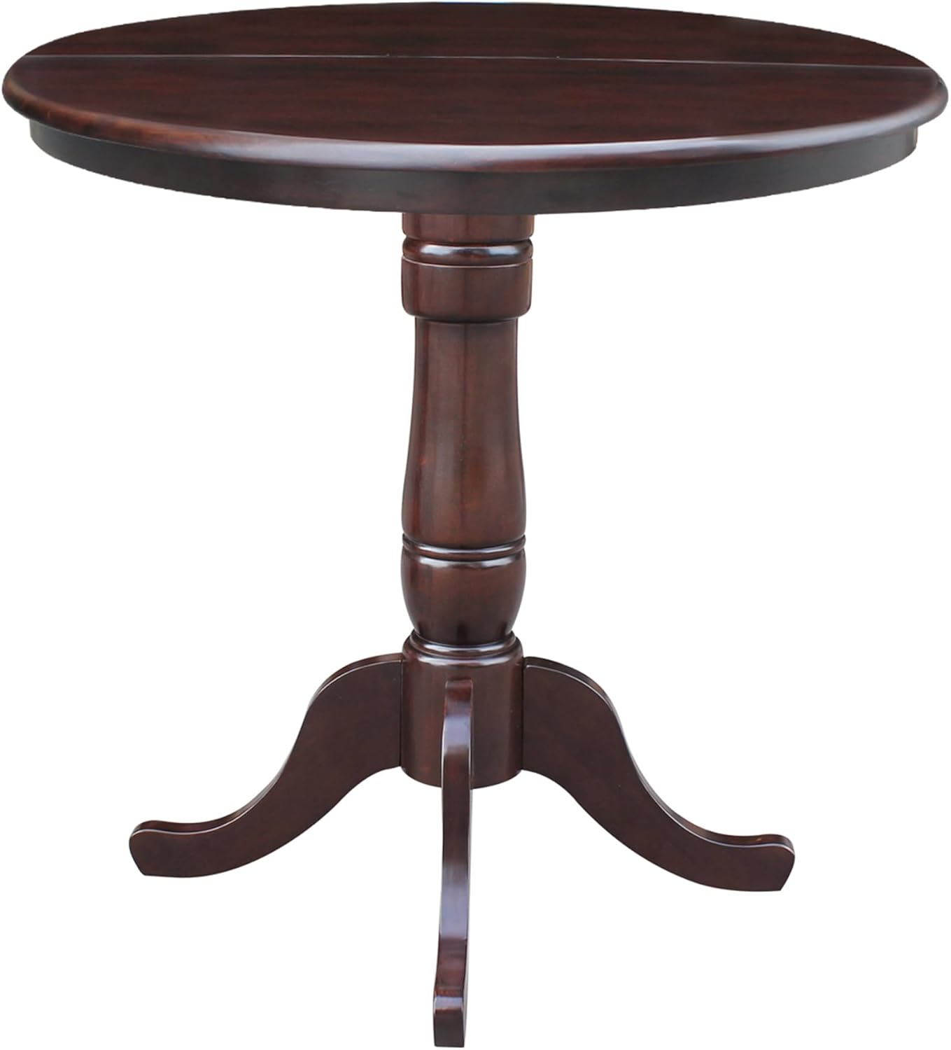 Rich Mocha Solid Wood 36" Round Extendable Counter Height Table