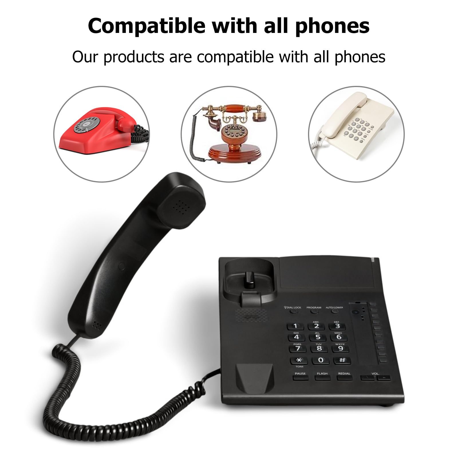 DIY-BizPhones 5-Pack Gray 9 Ft Short Handset Receiver Cords Compatible with Panasonic DBS Phone 44100 44210 44213 44220 44220A 44223 44223A 44225 44230 44233 44000 Series G Curly Coil Lot