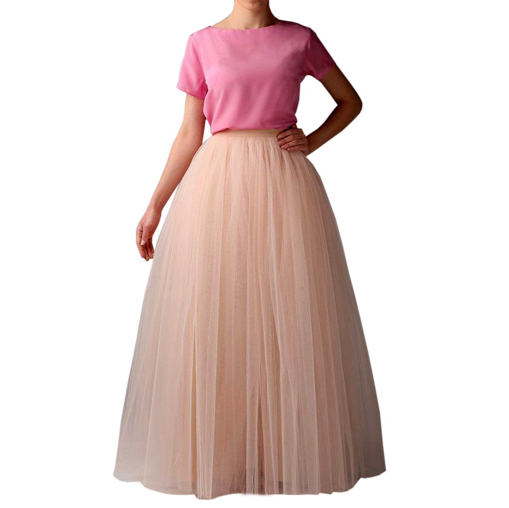 WDPL Wedding Planning A-line Maxi Long Tulle Skirt for Women Foor Length Evening Party Skirts