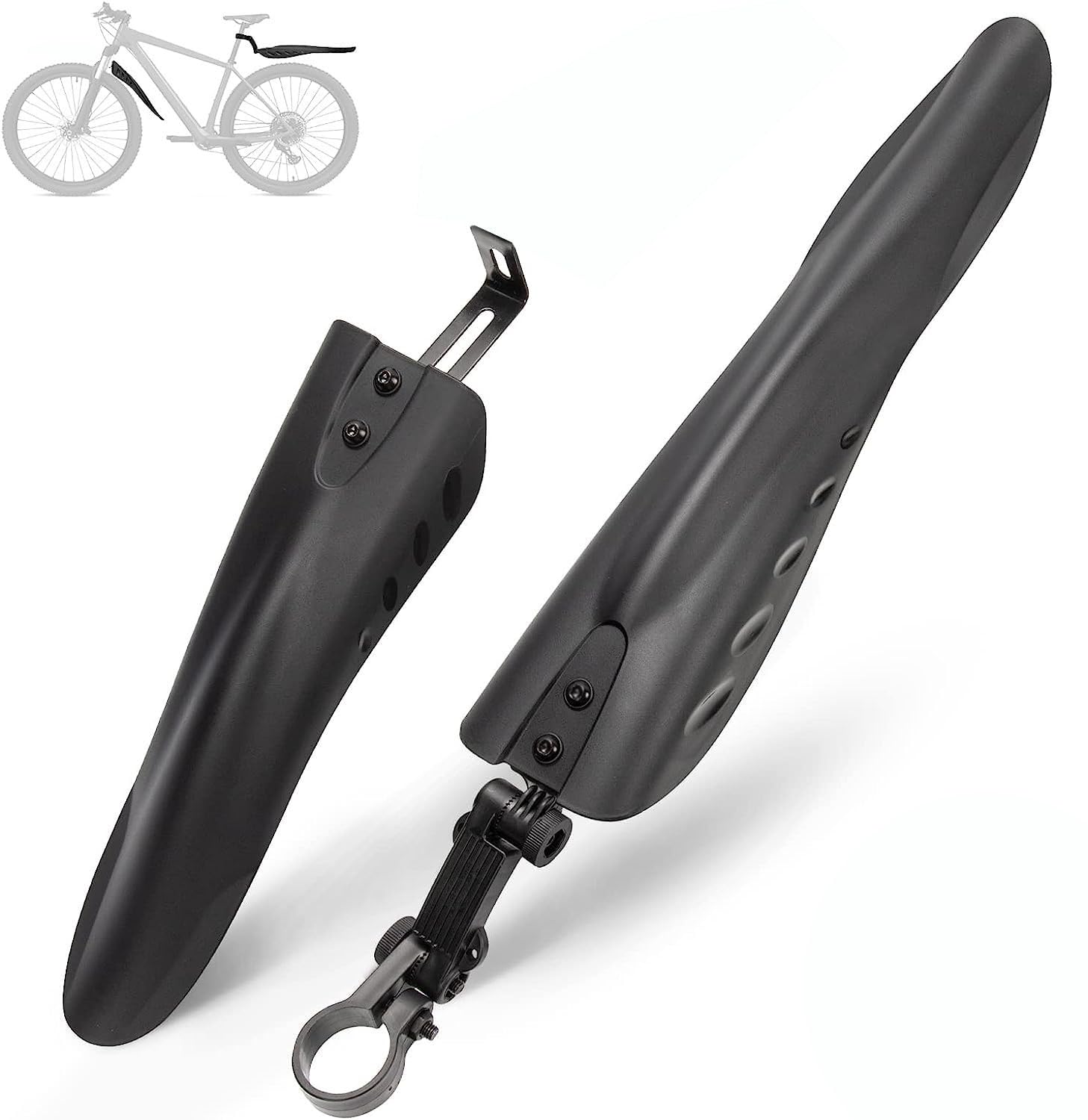 Bike Fender Set,Adjustable Road Mountain Bike Bicycle Cycling Tire Front/Rear Mud Guards Mudguard Fenders Set (Black-2)