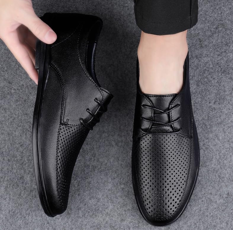 Men's Breathable Leather Wingtip Brogue Oxfords Formal Business Casual Oxford Trendy Plaid Upper Tuxedo Shoes for Men Non Slip Casual Business Work Formal Shoes3