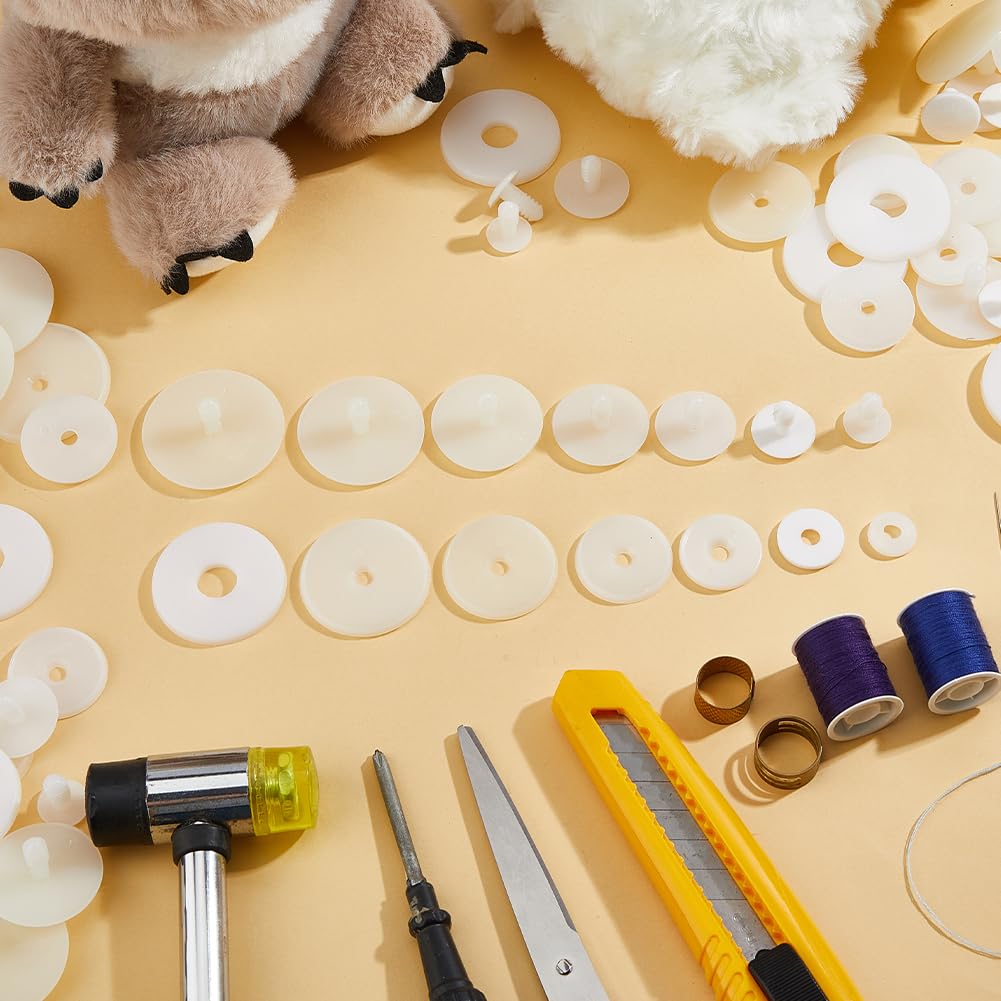 SUPERFINDINGS 70 Sets 7 Größen Puppengelenke Sicherheitsgelenke Kunststoff bewegliche Gelenke Tiergelenke Körpergelenke mit Unterlegscheiben Gliedmaßen und Kopfgelenken für weiche gefüllte