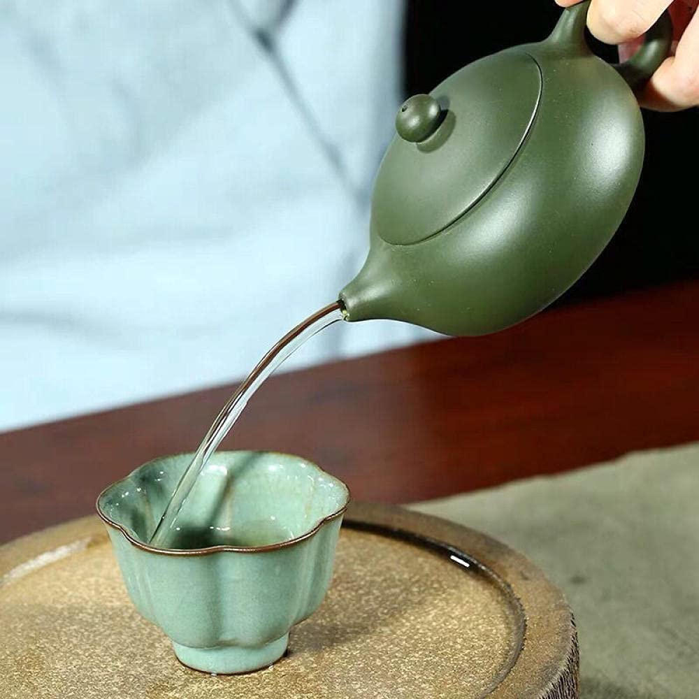 Tetera Juego De Té Teapot Tetera De Té Tea Kettle Tetera De Arcilla Púrpura Hecho A Mano Arcilla Verde Plana Xishi Tetera Doméstica 190Ml Tazas De Utensilios De Té Para Beber Té