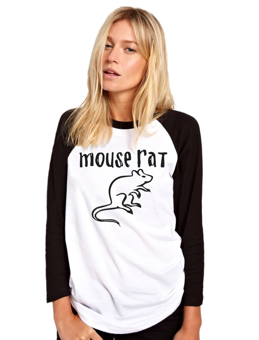 HotScamp Mouse Rat Women's Baseball Top - White/Black Medium