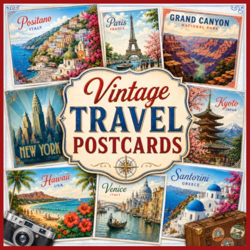 Vintage Travel Postcards: 120 Retro Ephemera Cut-Outs for Junk Journals, Scrapbooks, Decoupage Paper Crafts, and Mixed Media Collage Art image 2
