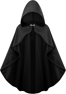 maxToonrain Medieval Costume with Hood Northern Knight Renaissance Hooded Cloak Vintage Gothic Witch Wizard Victorian Halloween Fancy Dress Costume