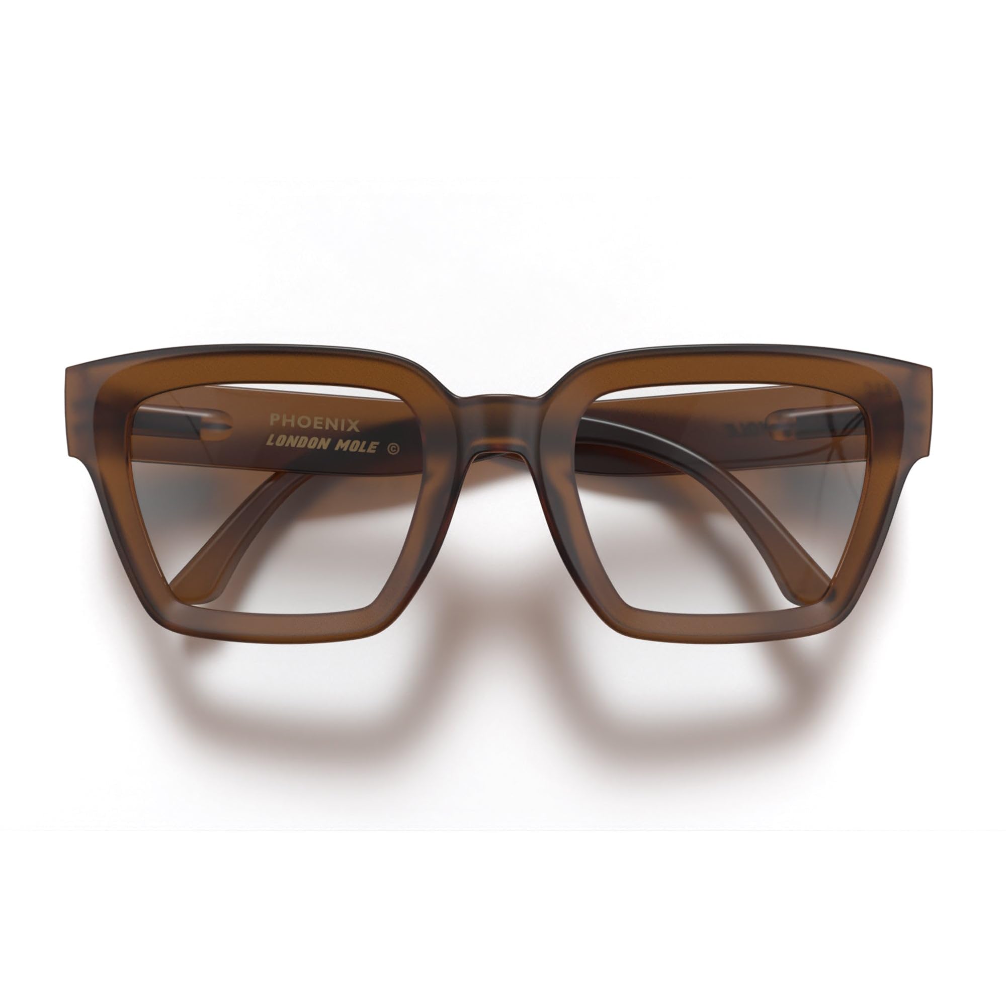 LONDON MOLE® Phoenix large oversized reading glasses, Rubberised Transparent Brown, 51 millimeters