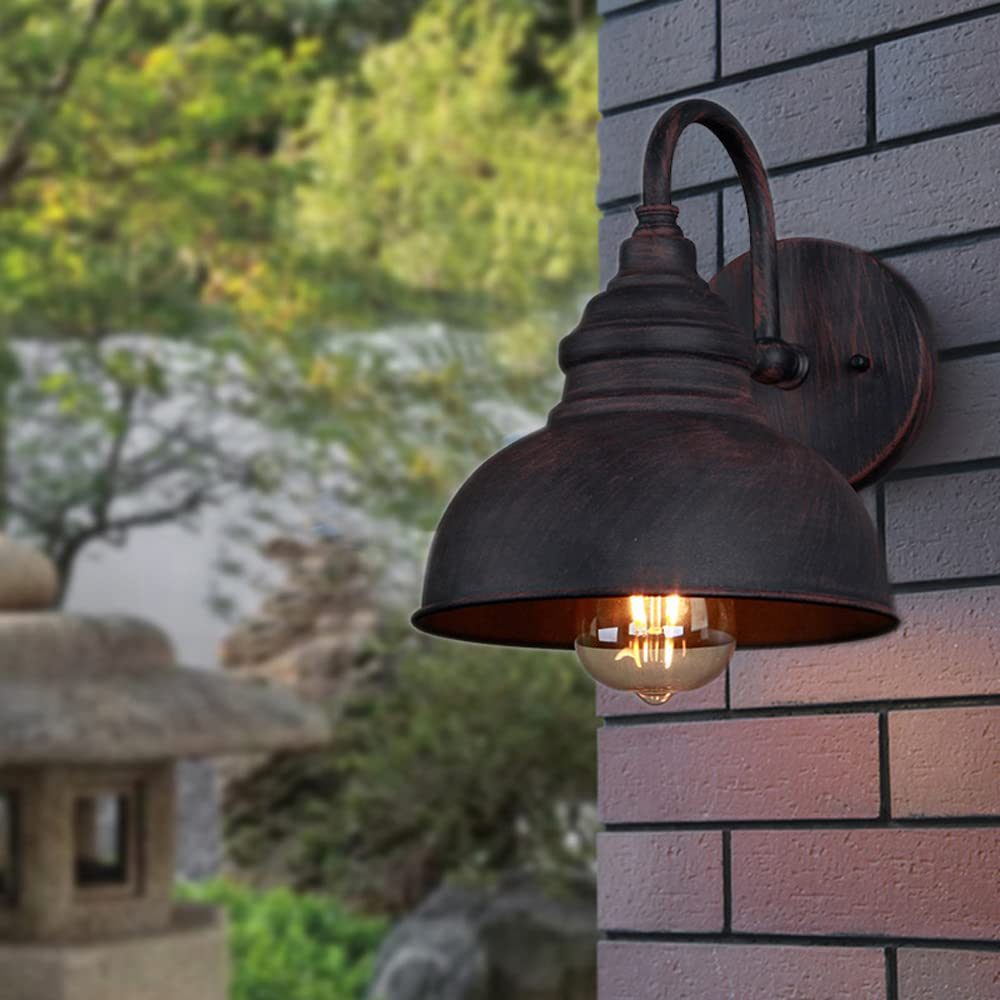 1-Light Retro Outdoor Wall Sconce Lantern Dusk To Dawn Wall Lamp Ip65 Waterproof Exterior Light Fixtures Wall Mount in Black Finish Balcony Aisle Garden Villa Exterior Wall Light/Red Bronze
