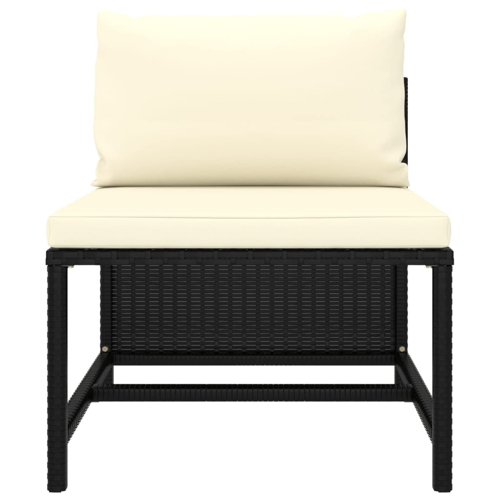 Divano da Giardino a 3 Posti con Cuscini in Polyrattan Nero,Divano da Giardino,Divanetto da Giardino Esterno-313513