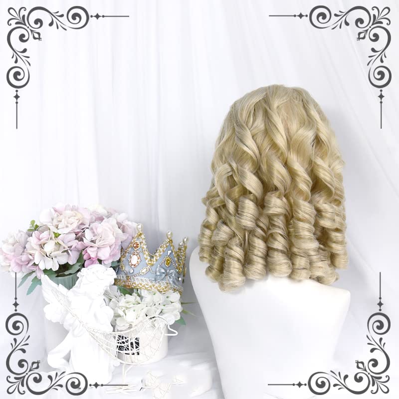 Pearl Women Beige Gold Lolita Vintage Roman Roll Wig Nature Sweet Cute Periwig Synthetic Fiber Curls Hair Anime Cosplay Princess - Image 6
