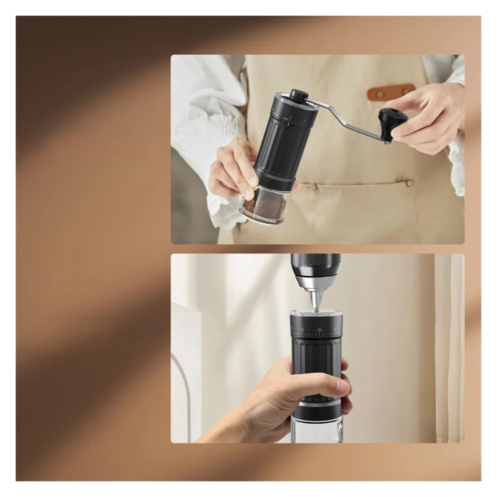 Macinacaffè manuale a manovella regolabile portatile con macinacaffè, compatibile for viaggi e uso domestico