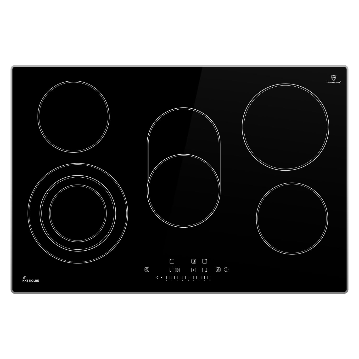 Placa vitrocermica 80 cm / 8,7 kW / 5 fuegos / 9 niveles de potencia/zona de cocción triple/zona de cocción ovalada doble, / CH7705AL