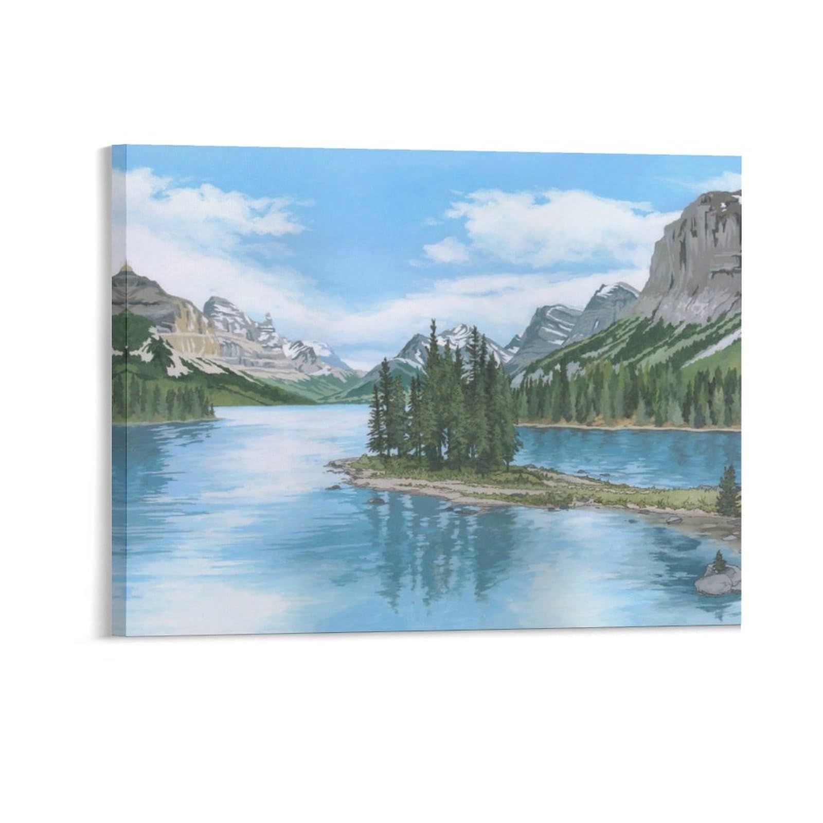 絵画 （9） 湖畔の家 Amazon.co.jp: 絵画 湖畔の山の風景画インテリア 絵画 カナダの現代