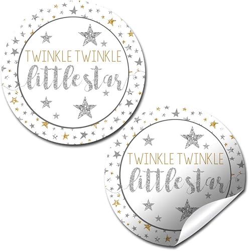 Twinkle Twinkle Little Star - Etiquetas adhesivas de agradecimiento para baby shower, 40 calcomanías circulares de fiesta de 2 pulgadas por