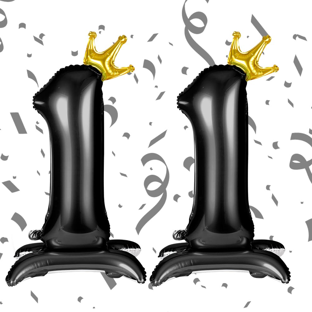 APXEL Black Standing Crown Number 11 Balloons, 42'' Foil 1 & 2 Balloon
