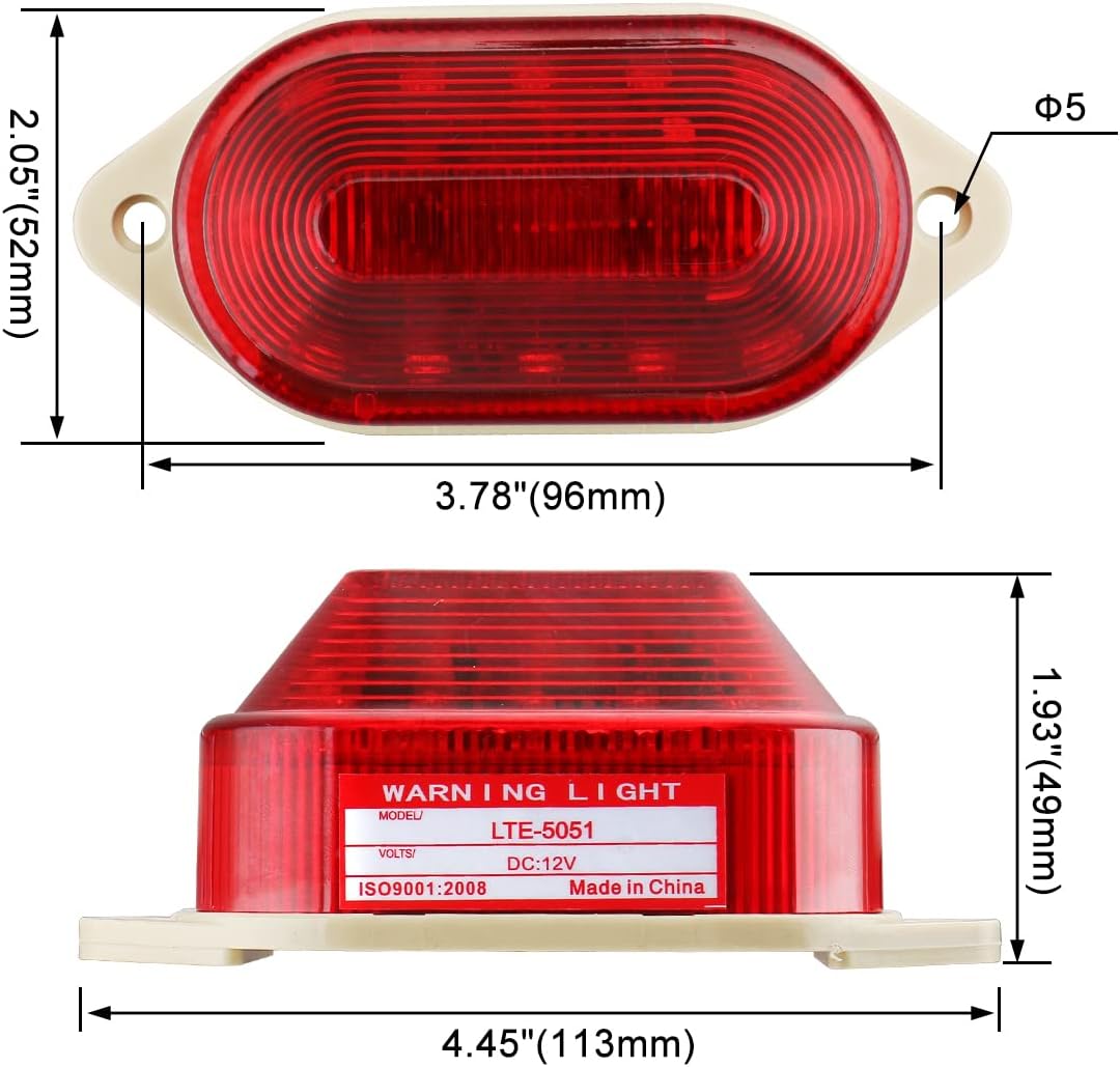 Baomain Industrial Signal Red Mini Warning Light Strobe Warning lamp LTE-5051 DC 12V 2W